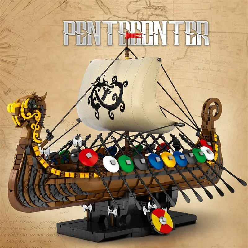 

2547 шт., военный корабль викингов, строительные блоки, пиратская модель лодки, кирпичи, настольная коллекция, украшение, игрушка «сделай сам» для детей, праздничные подарки