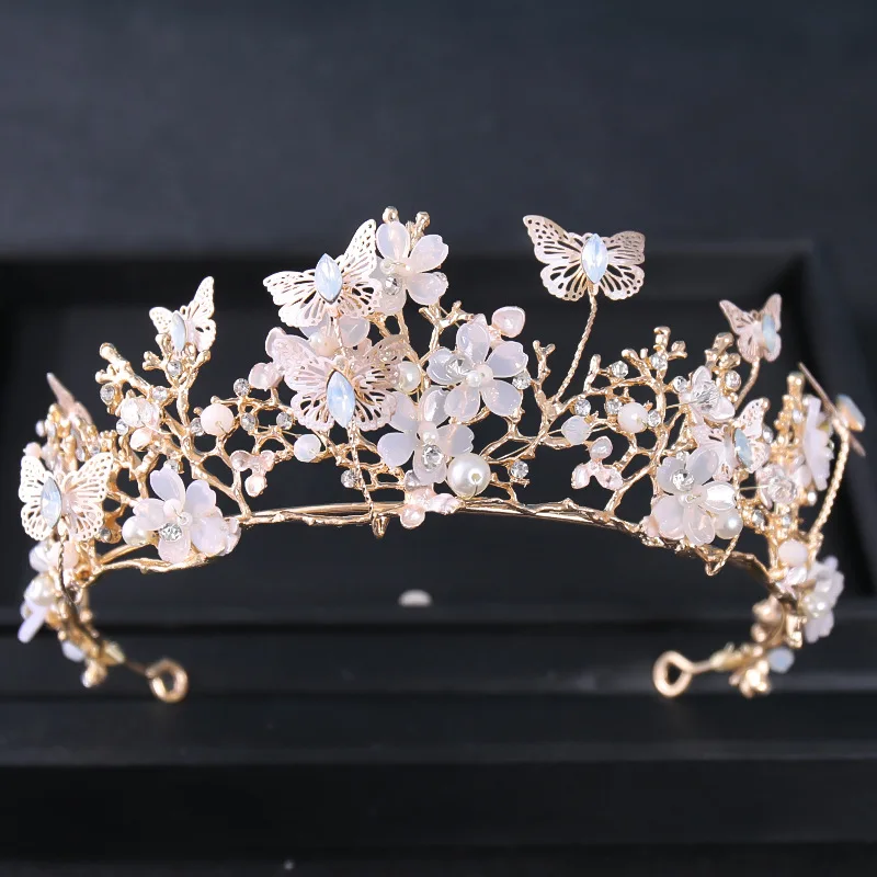 Baroque Luxury Crystal Pearls Bridal Crown Tiaras Rhinestone Pageant Prom Diadem Women Bride Headbands Wedding Hair Accessories