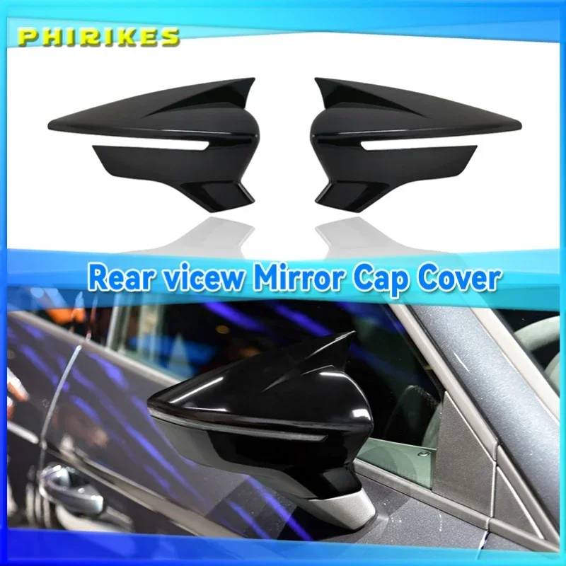 

2 Pieces High Quality ABS Plastic Bat Style Mirror Covers Caps RearView Cover Piano Black For Seat Leon MK3 MK3.5 2013-2019