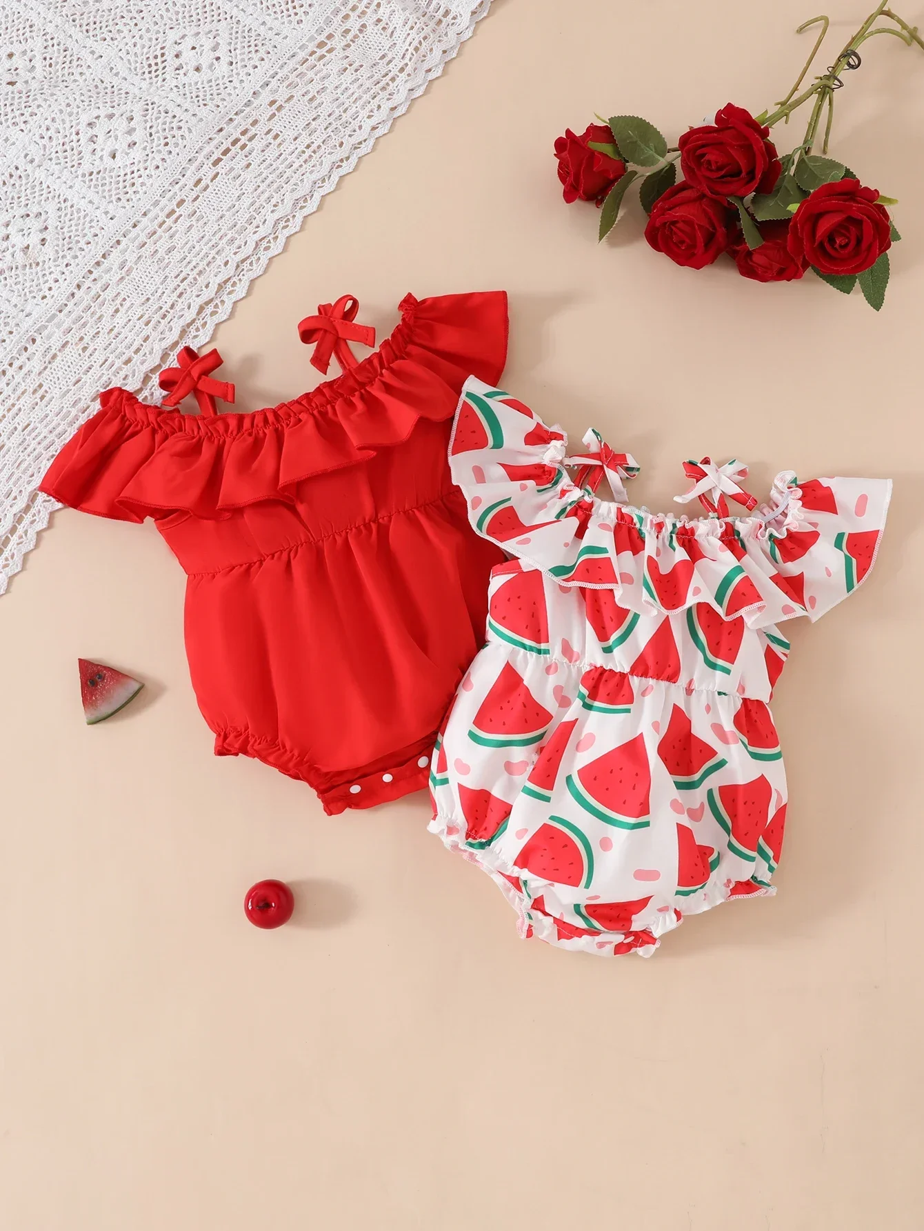 Baby Girl Summer Two-Piece Watermelon Casual Cute Jumpsuit