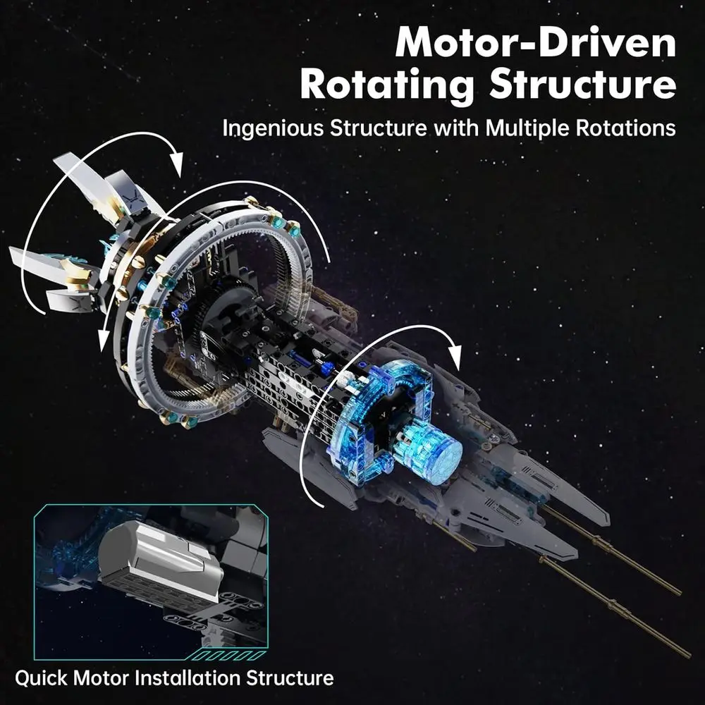 Set di giocattoli STEM Space Shuttle a LED motorizzato per età 8+, struttura rotante, ideale per ragazzi, ragazze e adolescenti