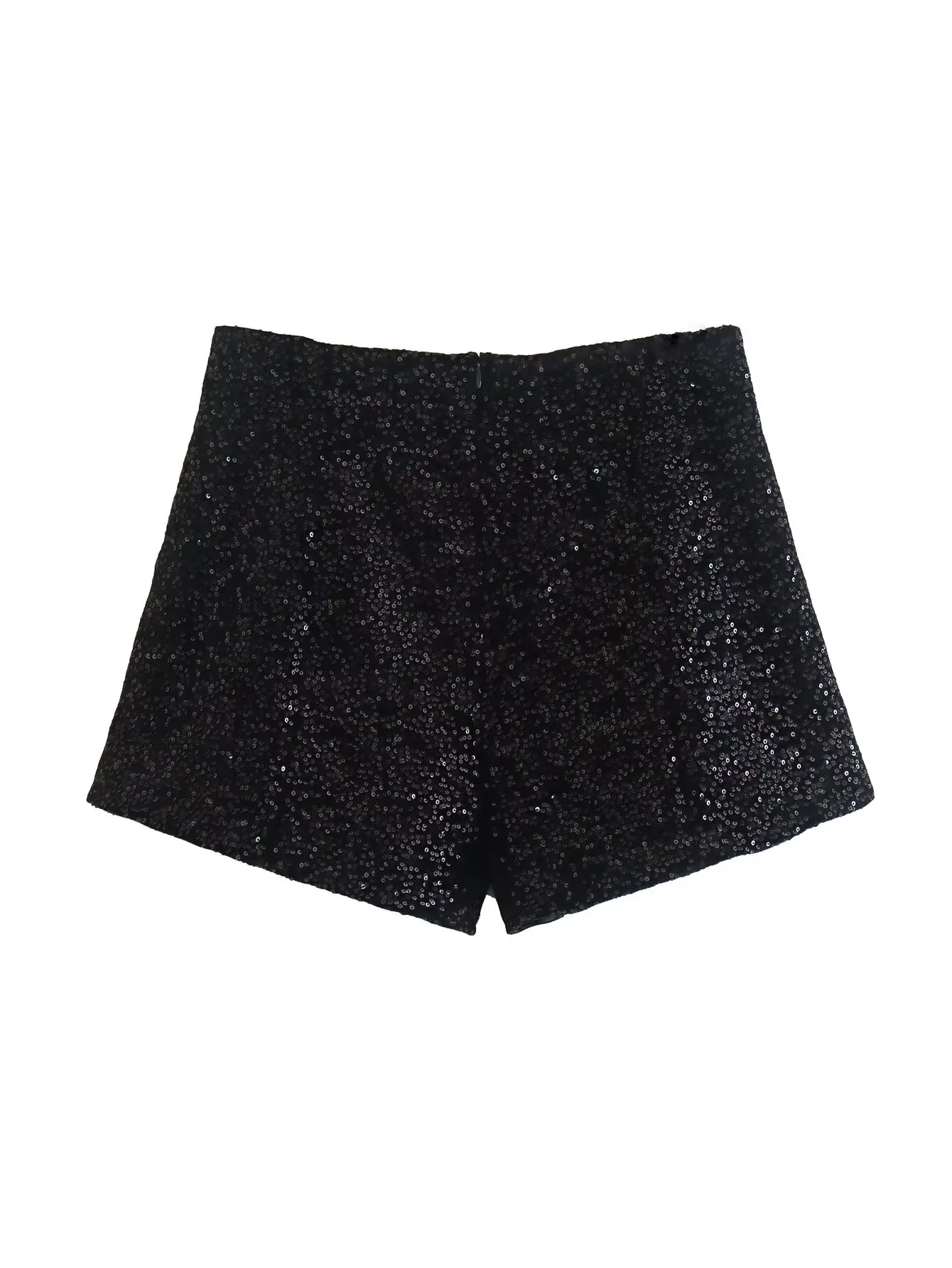 Short taille haute décoré de paillettes pour femmes avec doublure, vêtements grande taille, printemps et automne