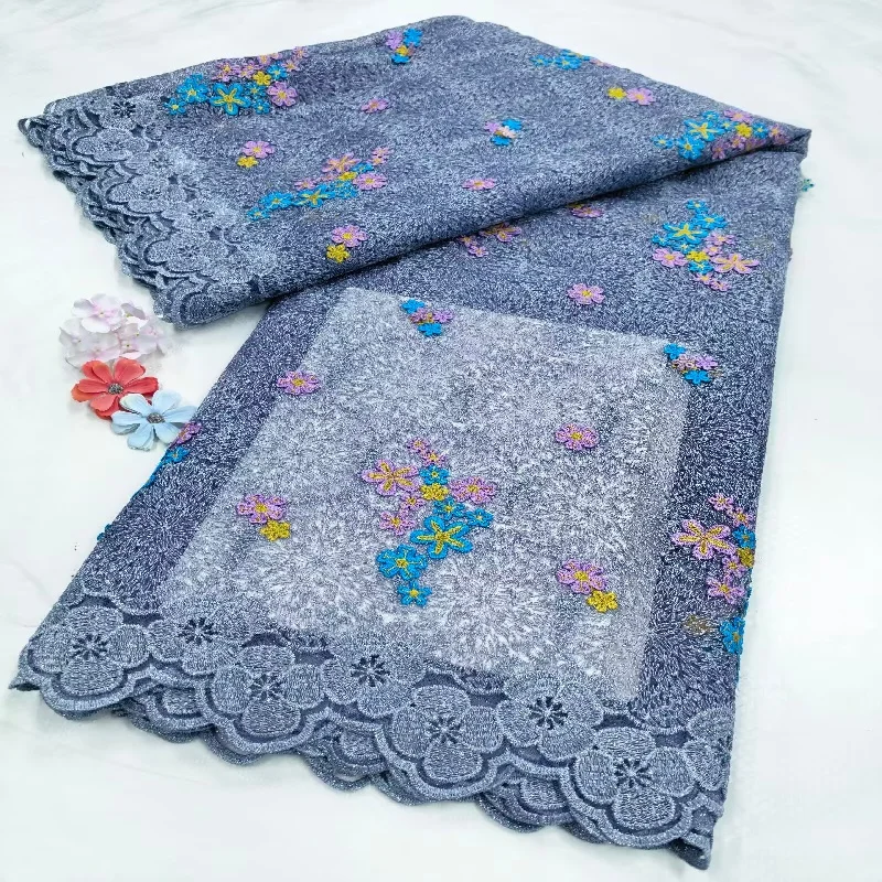 

2026 High Quality 5 Yard African 3D Applique Embroidery Tulle Mesh Guipure Lace Fabric Nigerian Lace Fabric for Women Dress Sew