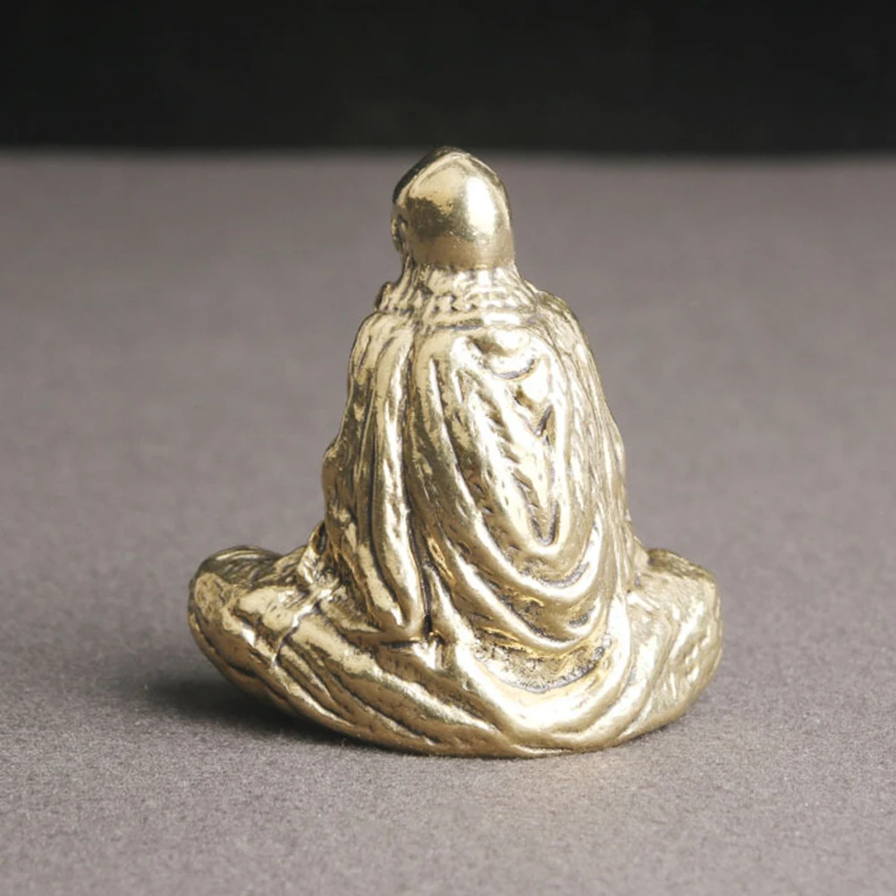 

Vintage Home Decor Buddha Statue of Bodhidharma Desk Mini Sculptures Miniature Golden Brass Craft Decorative Statues Indoor