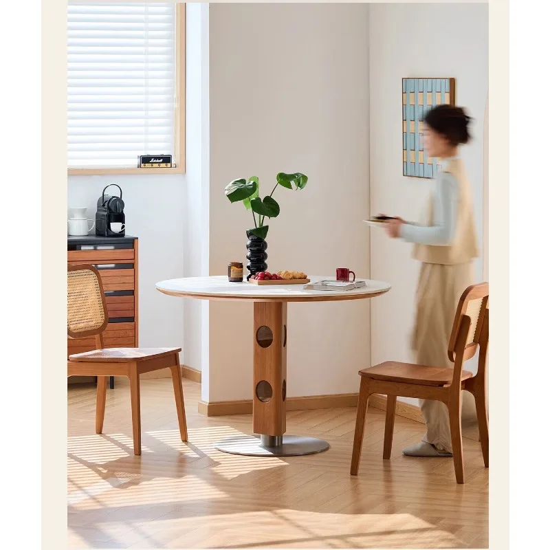 Solid wood dining table small apartment medieval household cherry wood retro dining table rock