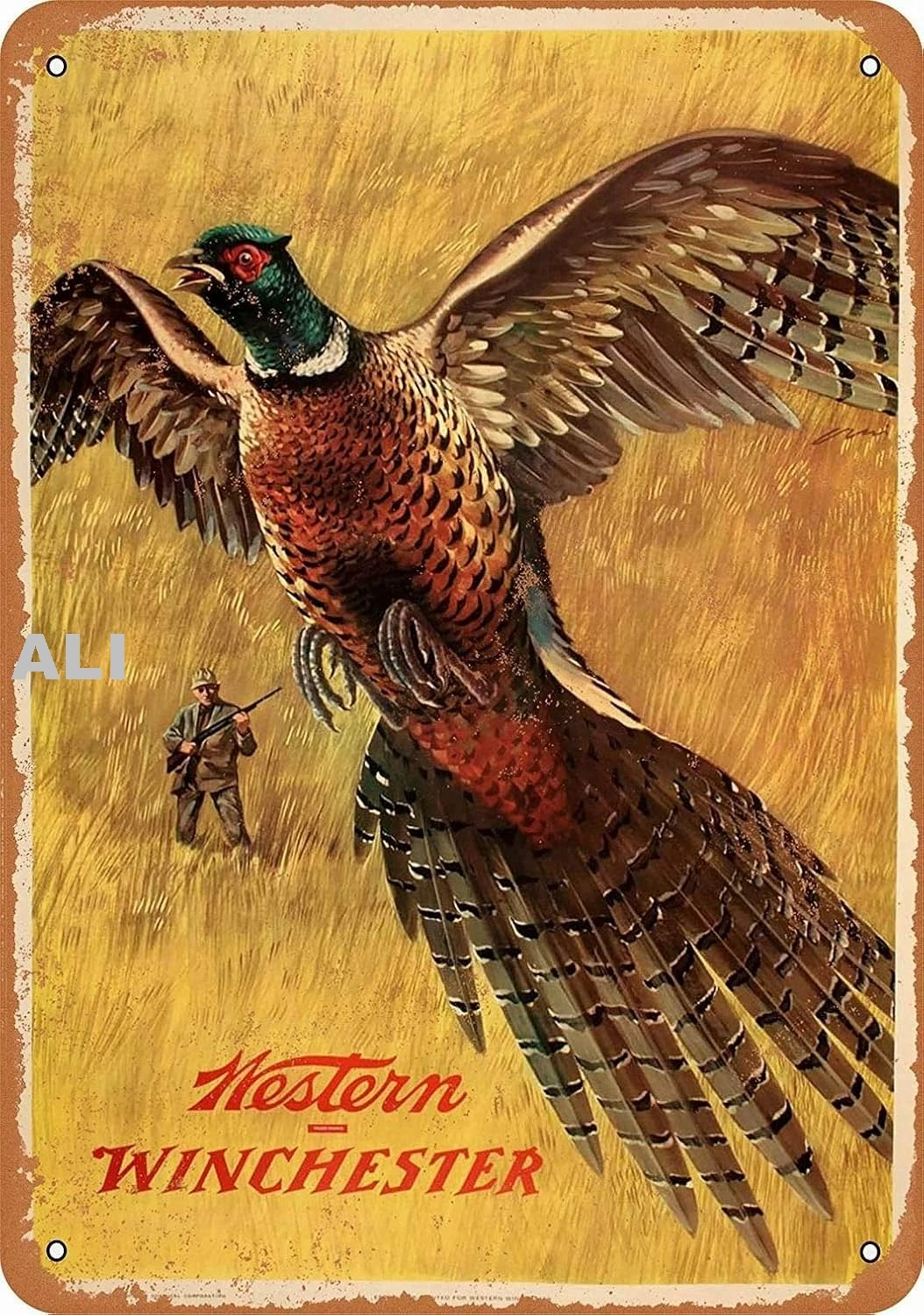 12 x 8 Metal Sign - Western Winchester Pheasant - Vintage Decorative Tin Sign sign