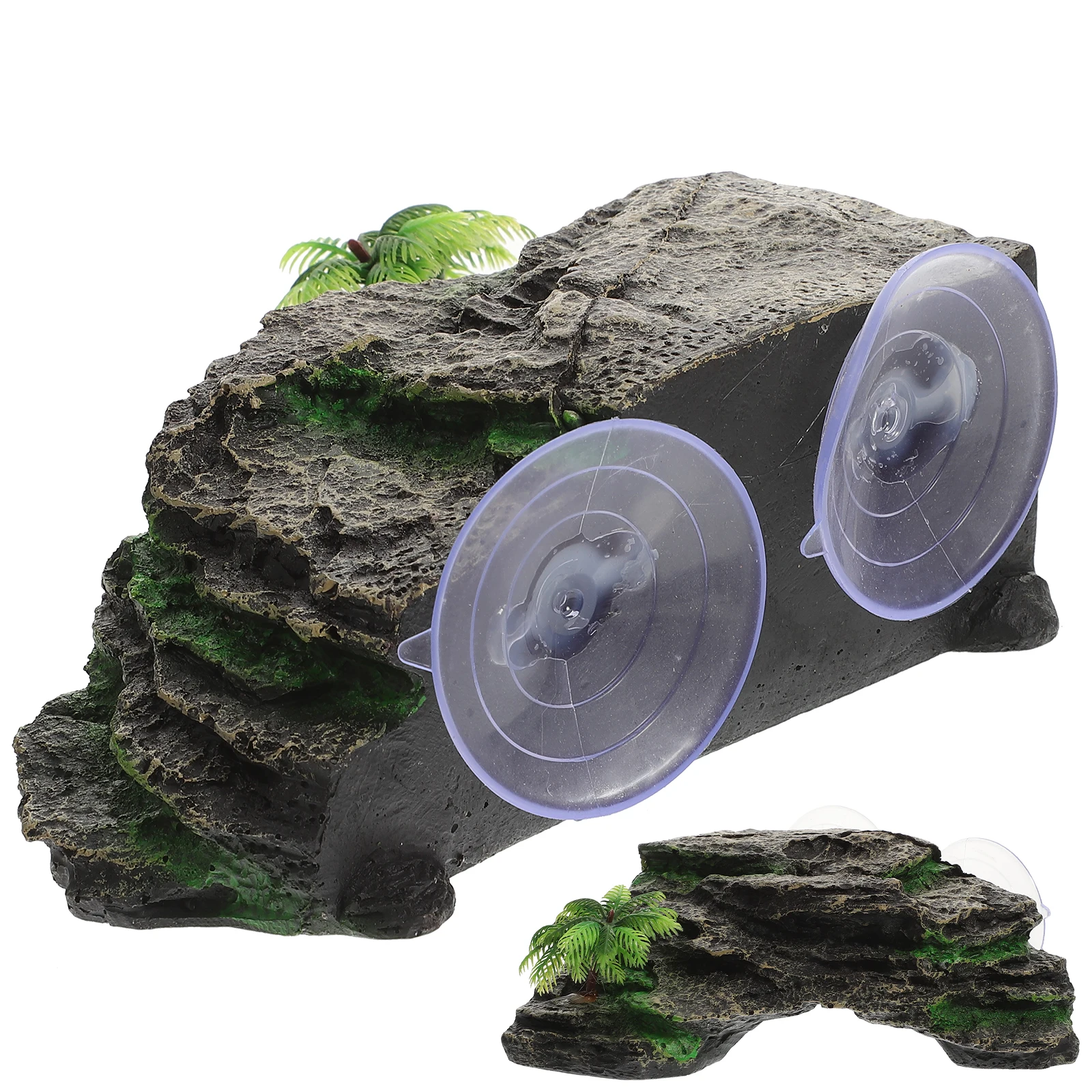 

Turtle Basking Platform Drying Ladder Aquarium Tank Grey Topper Habitat Decorations Resin Realistic Reptile Accessories Extra