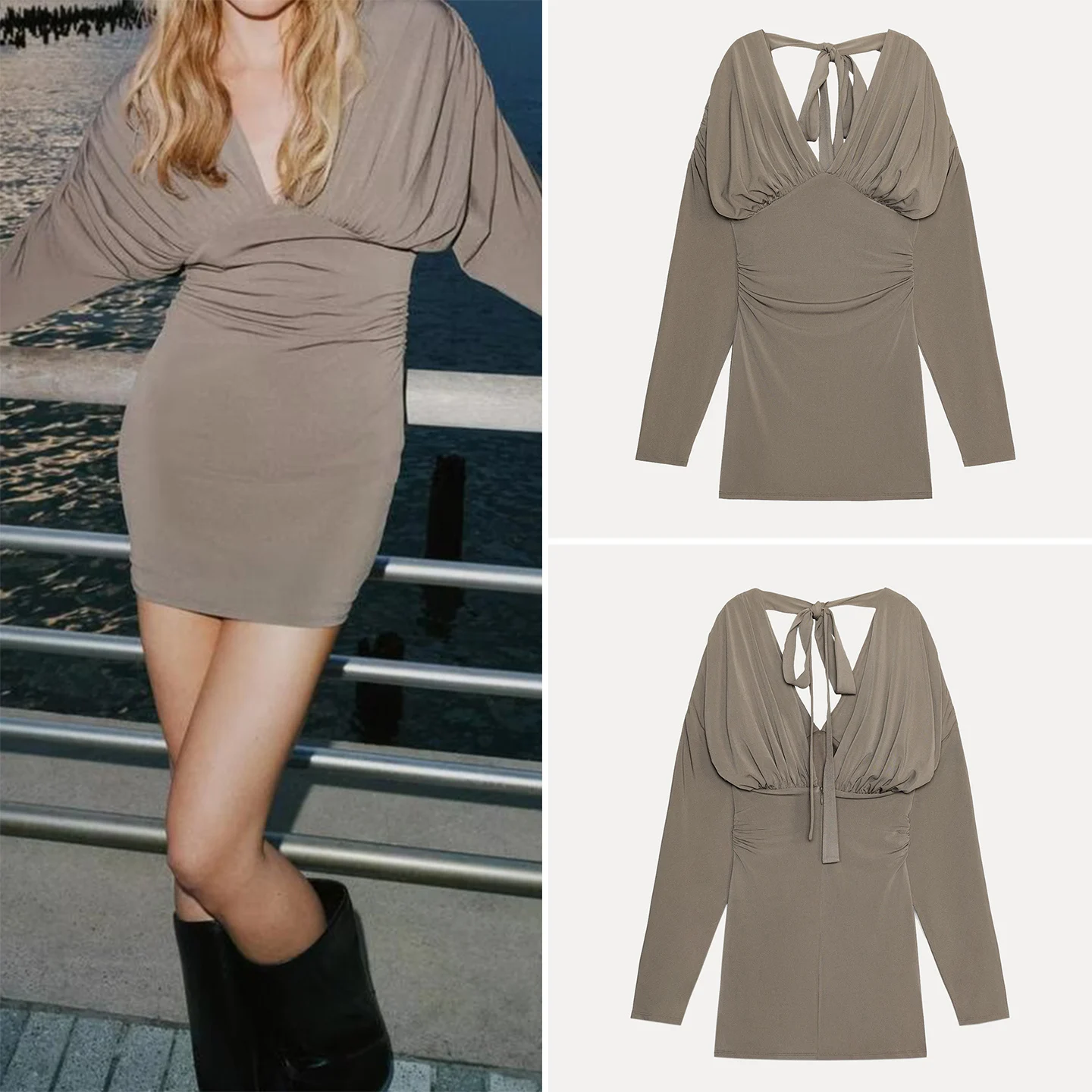 Z Women's Faion Personali ort Dr V-ne Long Sve منتفخ 2025 جديد Sle Ele حامل أوروبي مناسب Dr