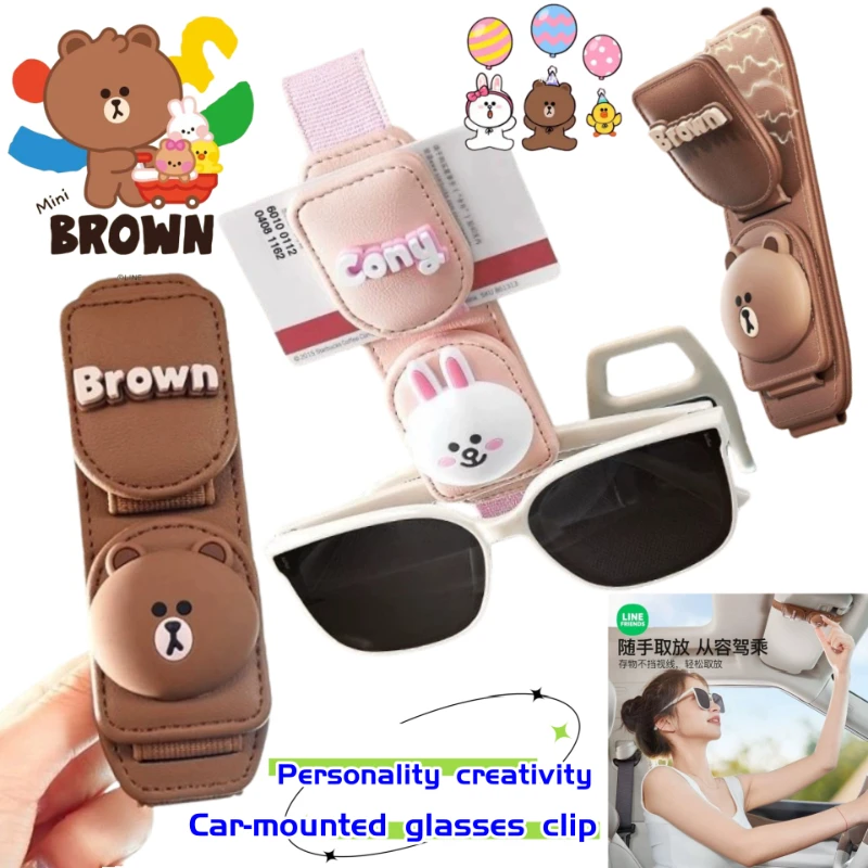 

Крепление для очков Brown Cony Choco Sally: Анимационный дизайн, многофункциональное, для автомобильного солнцезащитного козырька, для хранения