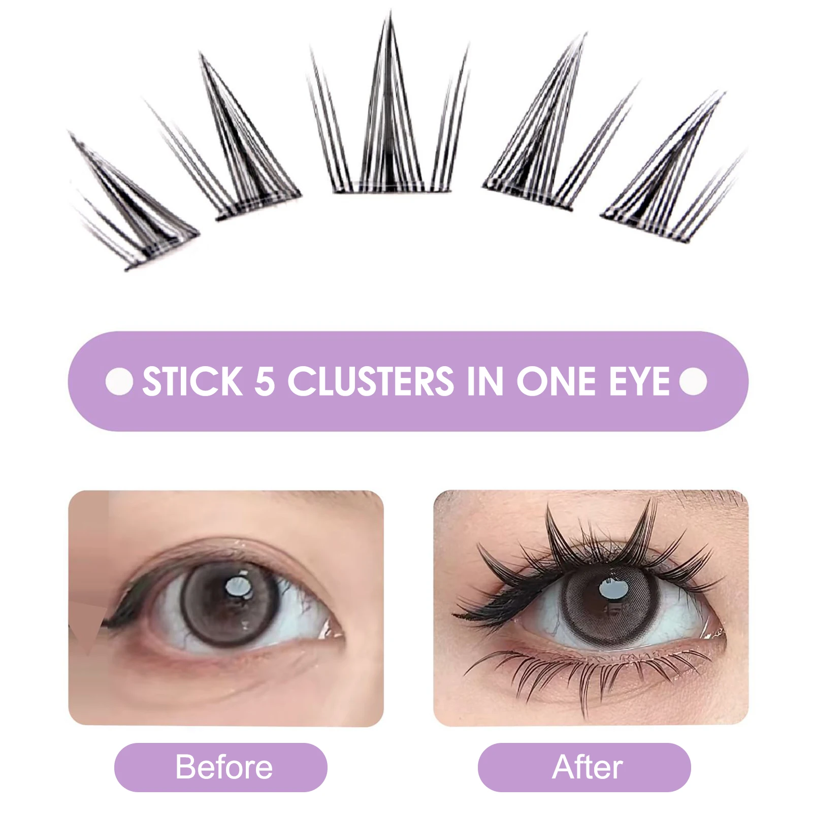 10 แถว Self กาวขนตาปลอม Cluster ผีเสื้อหนาแน่นธรรมชาติเดี่ยว 9-13 มม.Eyelashes Extension สําหรับแต่งหน้า