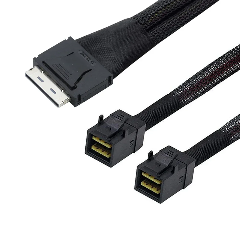 Premium Quality Oculink PCIe SFF-8611 8I to Dual 8I SAS SFF-8643 Cable for Servers