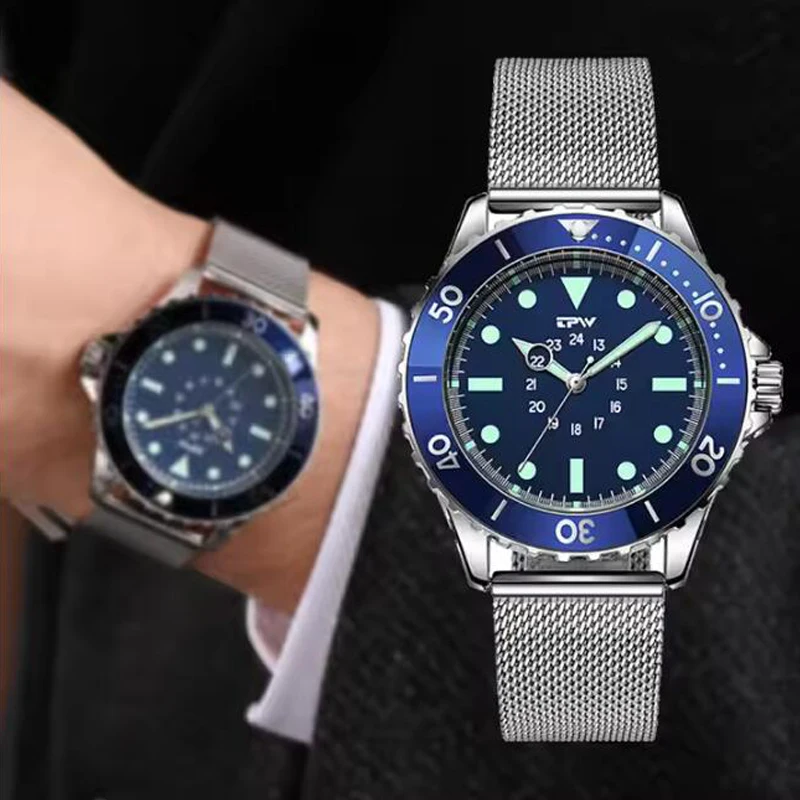 

Мужские многофункциональные деловые кварцевые часы с водонепроницаемым сетчатым ремешком, 24-часовой циферблат, супер светящиеся полевые часы для мужчин, Relojes