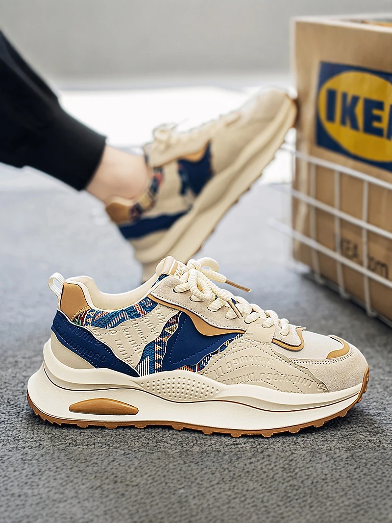 Casual Sporty Men's Shoes Autumn Thick Bottom Anti-slip Lightweight Fashionable Slip-ons Breathable Mesh Inner 