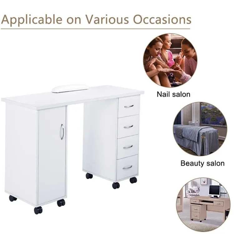 Manicure Table Nail Table with Hand Support Beauty Salon Furniture Portable Manicure Table Wholesale Popular White Wood 1pcs