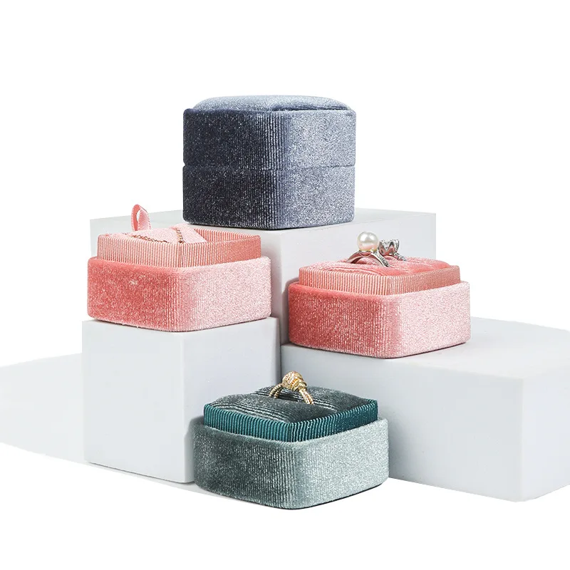1 Piece Rounded Ring Pendant Earring Box Jewelry Box Velvet Jewelry Packaging Storage Box