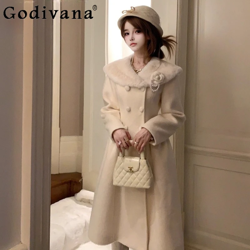 

Princess Winter Thickened Warm Overcoat Women's Original New Gentle Japanese Style Wool Coat Female Japanese Lolita Wool Coat