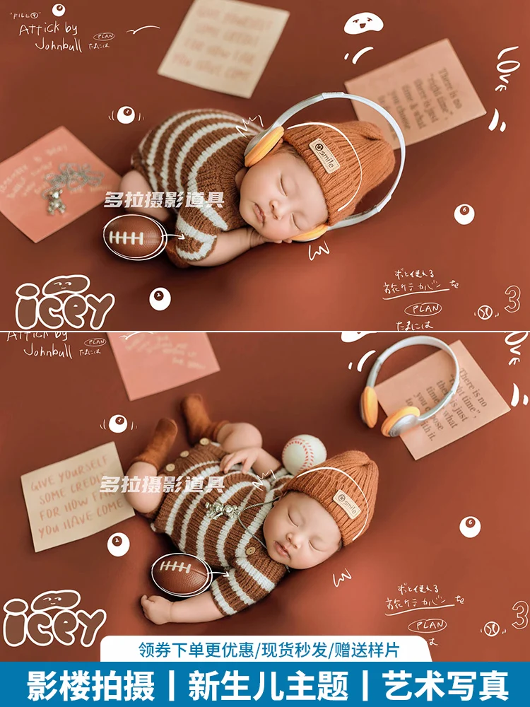 Newborn Photography Clothing Sports Style Theme Cinema Photography Props for Male and Female Babies 신생아   تذكارات للرضع