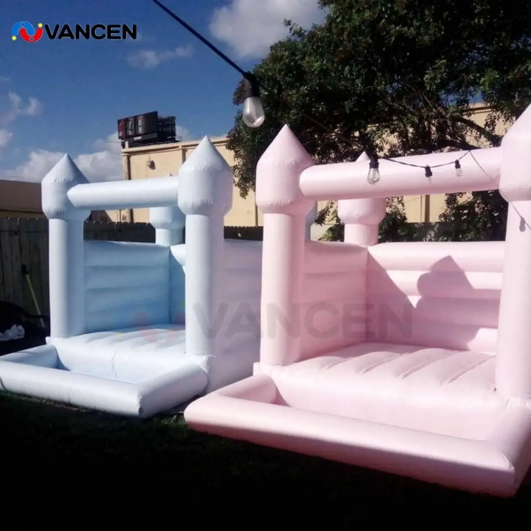 

White Ball Pit Mini Bounce House Inflatable Bouncy Castle With Blower for Wedding