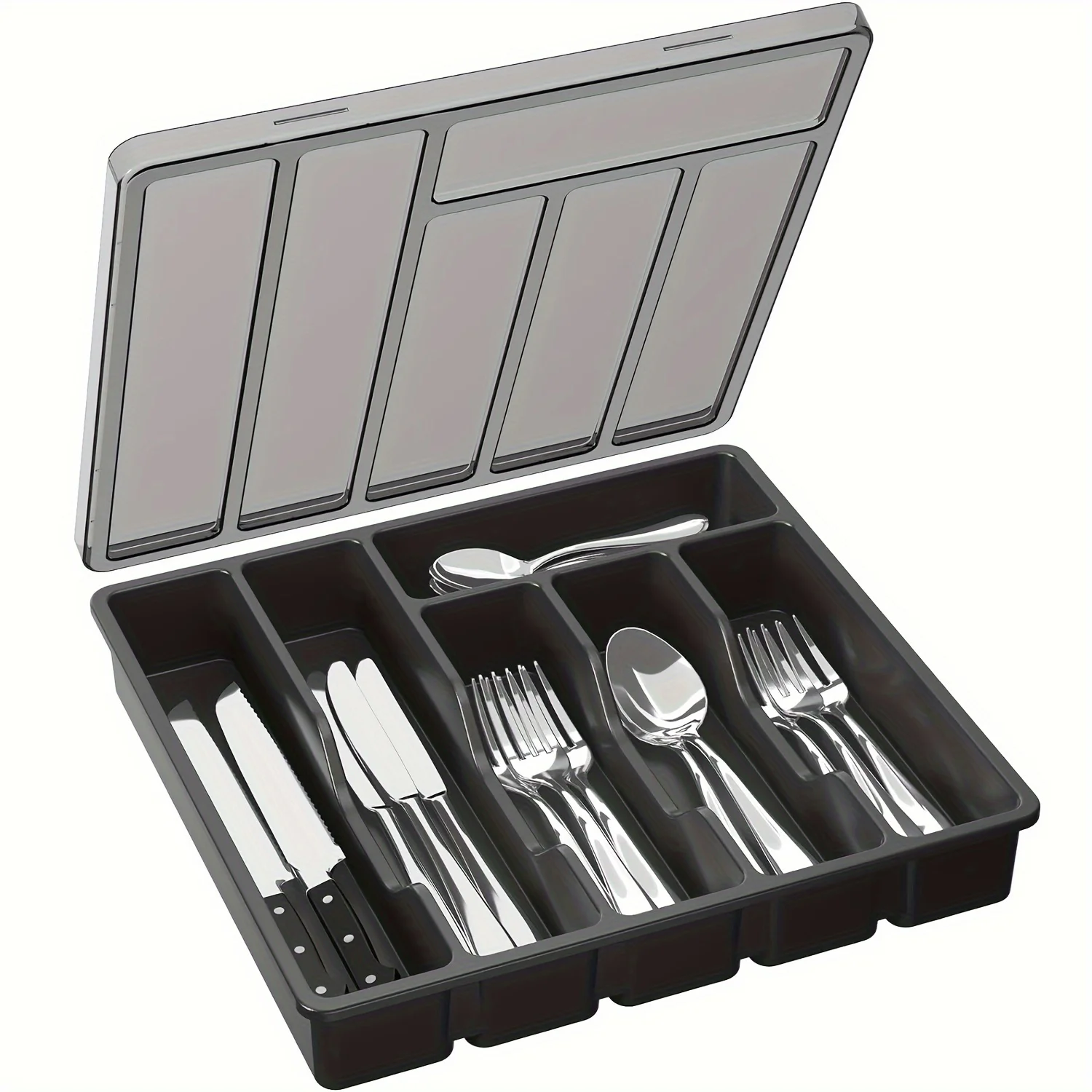 Flatware Organizer - Stylish Kitchen  for Spoons, Forks & Knives - Compact, Durable & BPA-Free, Perfect Countertop Drawer Organi