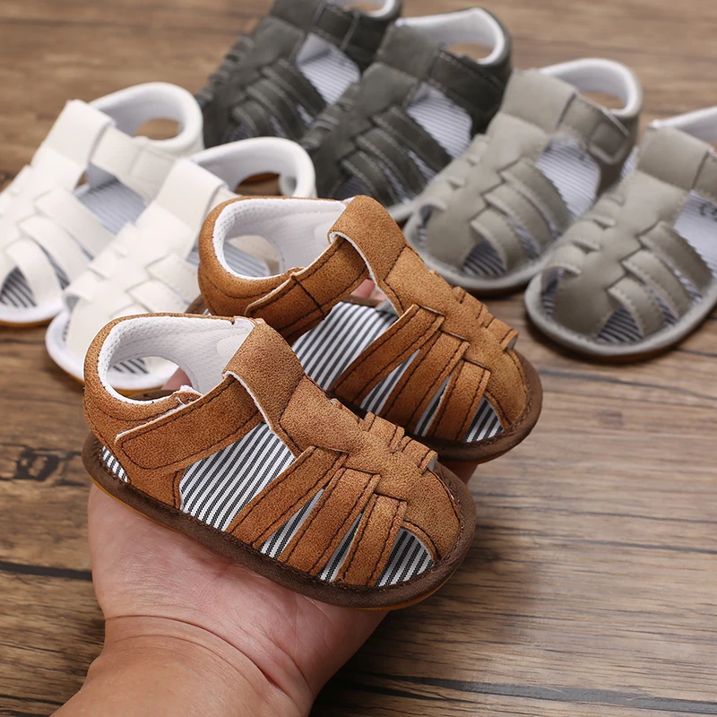 

2023 NEW 0-18Months Kids Newborn Baby Boys Fashion Summer Soft Crib Shoes First Walker Anti Slip Sandals Shoes Soft Sole