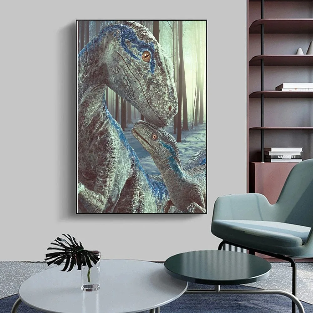 Movie Jurassic World Poster Dinosaur Velociraptor Canvas Painting HD Print Modern Wall Art Picture Living Room Bedroom Decor