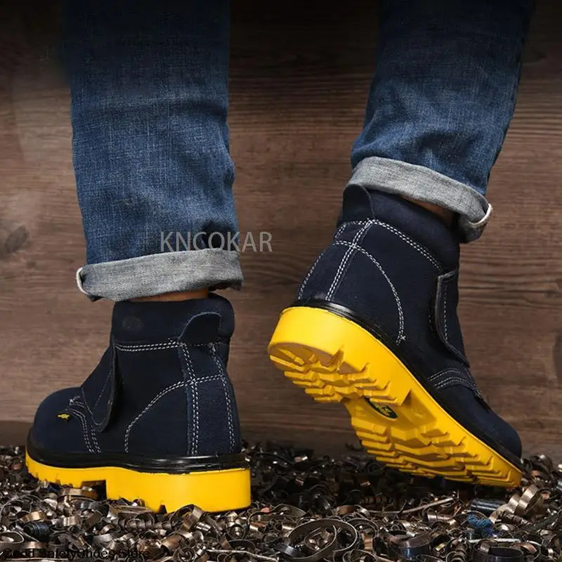 Men Safety Shoes Steel Toe Work Boots Anti-smashing Safety Boots Men Construction Welding Shoes Work Shoes Male Security Boots