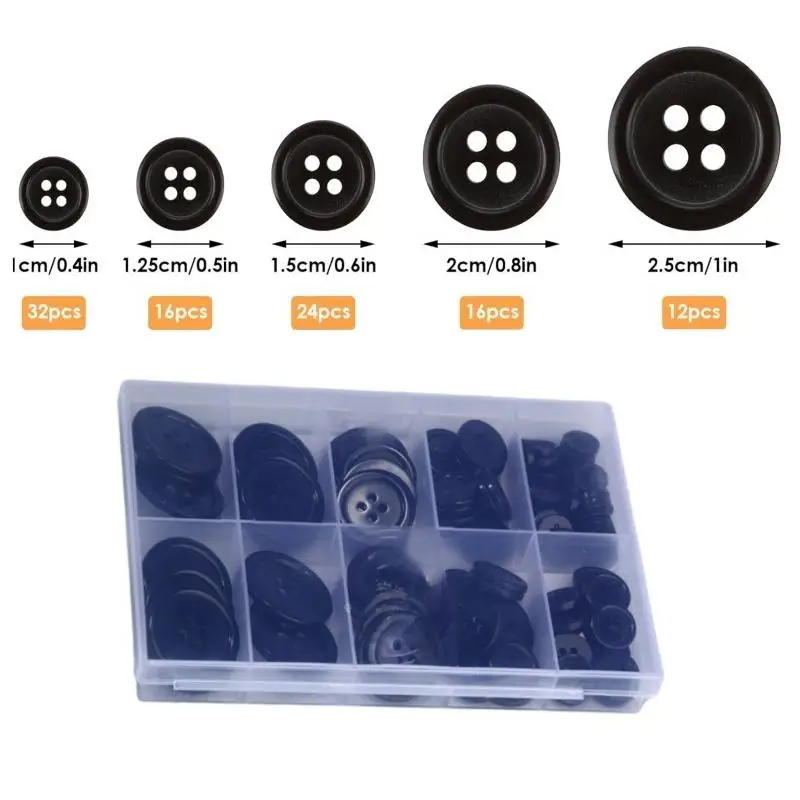 100 Stück 4-Loch-Bastelknöpfe, schwarz/weiß, runde Harzknöpfe, geeignet zum Nähen, Dekorieren, DIY-Zubehör – Detail 3