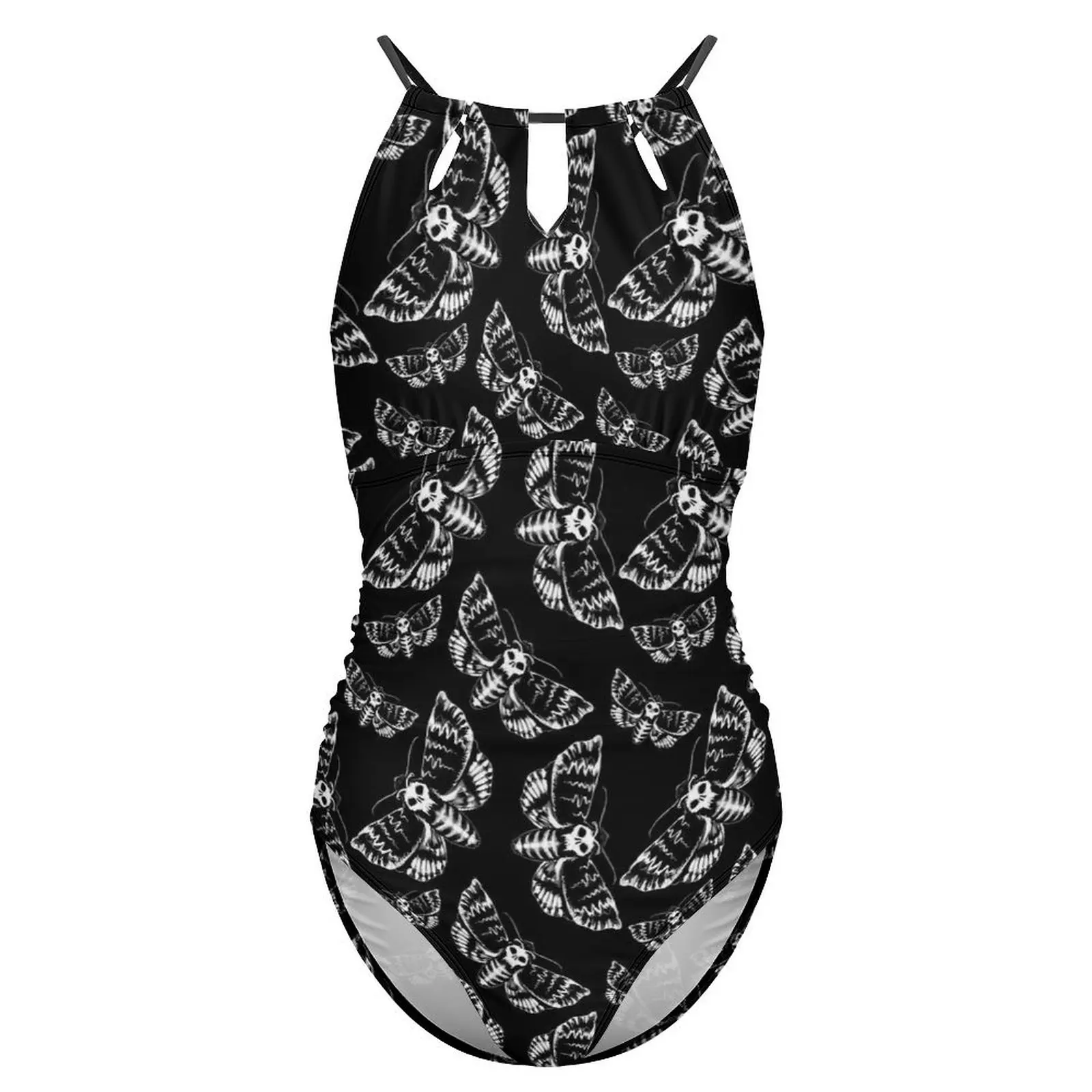 القوطية طباعة ملابس السباحة الأبيض الموت رئيس العثة رفع ملابس السباحة قطعة واحدة اللياقة البدنية لباس سباحة ارتداءها مثير الرسم ملابس الشاطئ