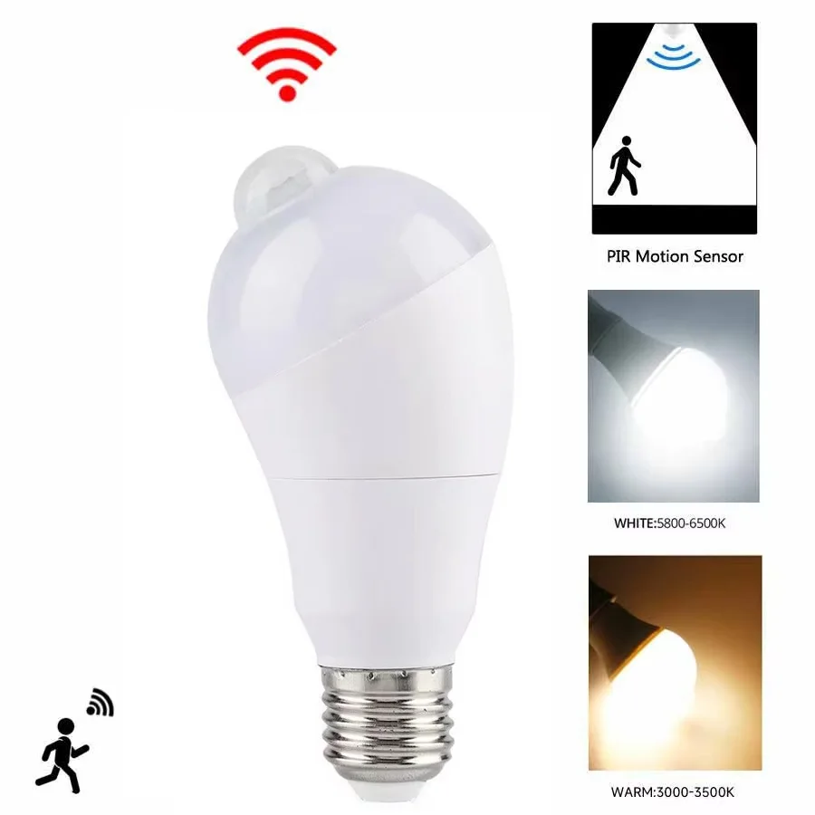E27 E26 B22 LED Motion Sensor Bulb LED Lamp PIR Sensor Light Bulb Auto ON/OFF Night Light For Porch Stairs Garage Security Light