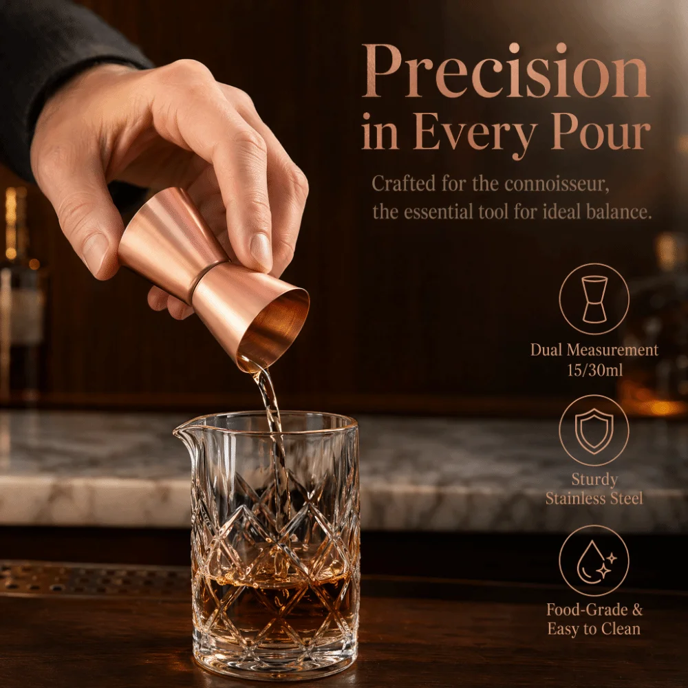15/30ml Double Sided Jigger Double Head Design Stainless Steel Bar Measuring Cup Rose Gold Smooth Edges Liquor Measuring Cup Bar
