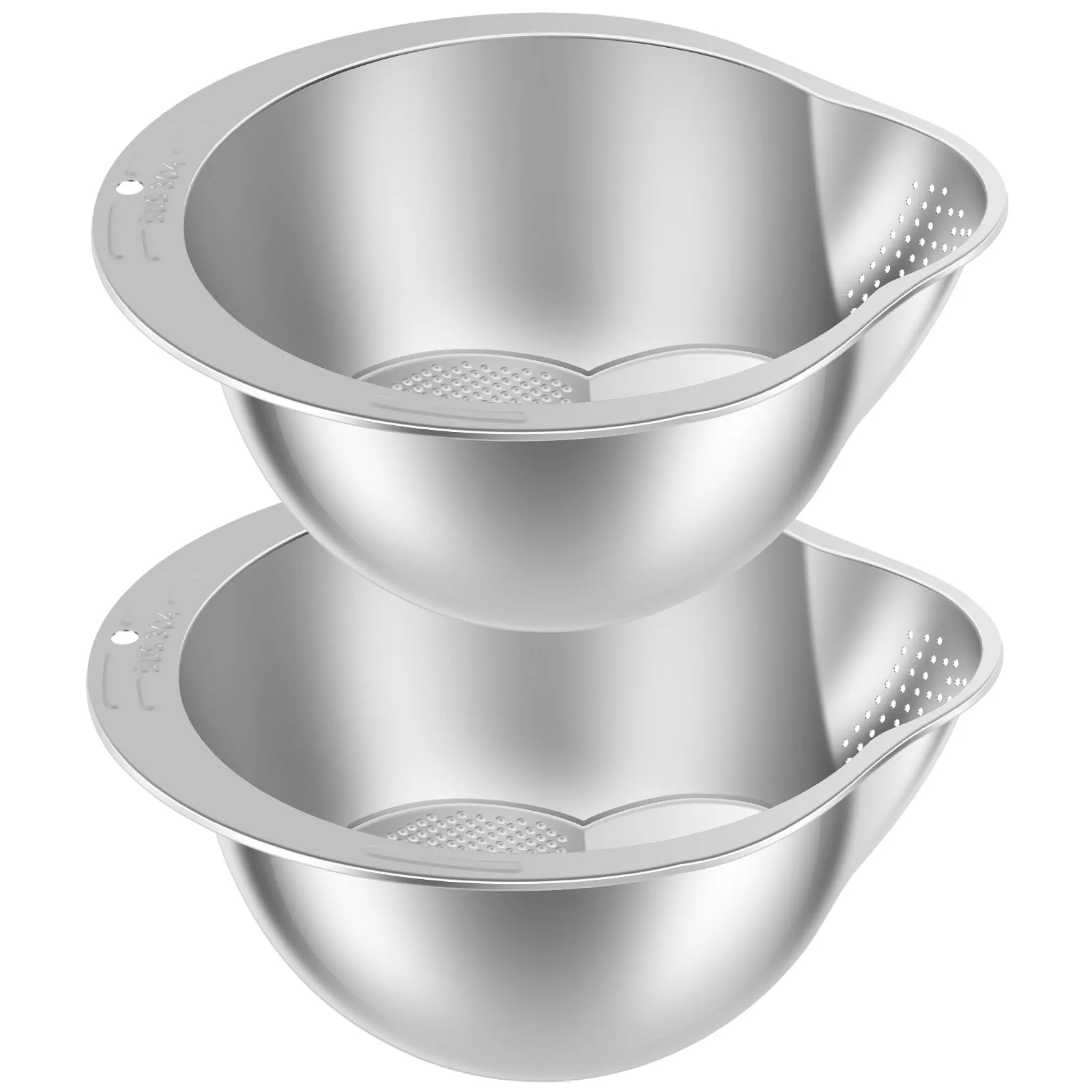 

2 Pcs Stainless Steel Rice Strainer Enduring Sturdy Rice Washer Rice Strainer with Side Drainers Easy to Clean Rice Washer