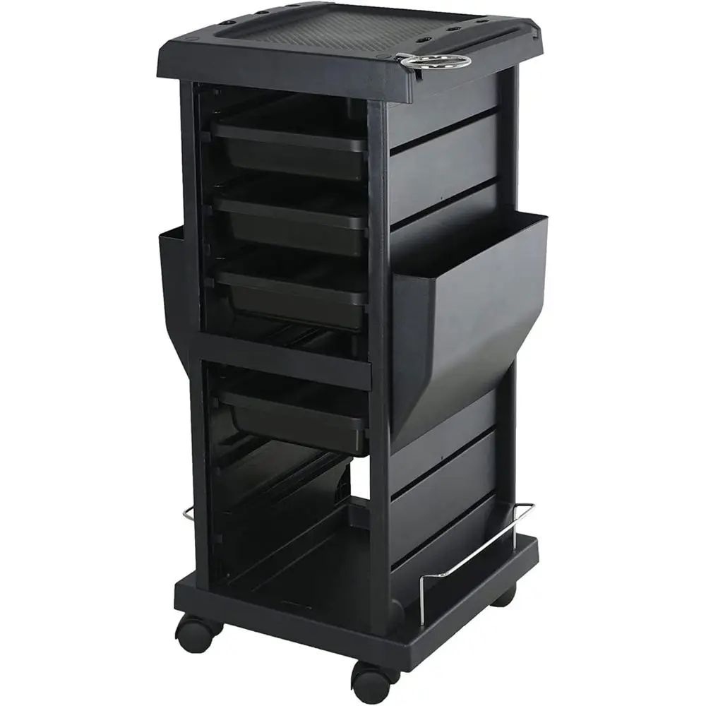 

Professional 4-Tier Rolling Cart Station for Nail Polish, Hair & Cosmetology Supplies, Beauty Tools, Black