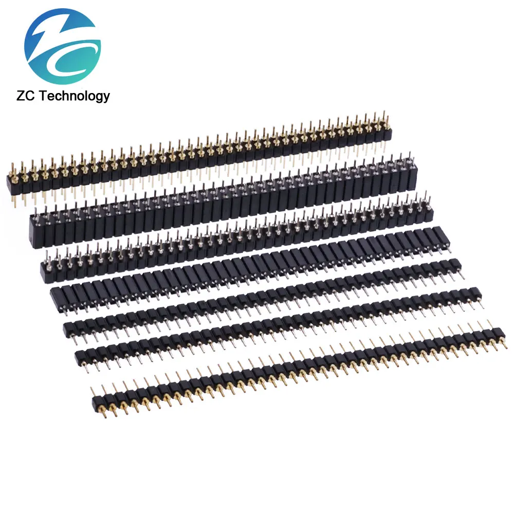 5 Pcs Round Hole Pin Header 2.0MM/2.54MM Pitch Row Female/Male, Single Row 1x40P Row 2x40P Double Row Pin Round Pin Gold Plated