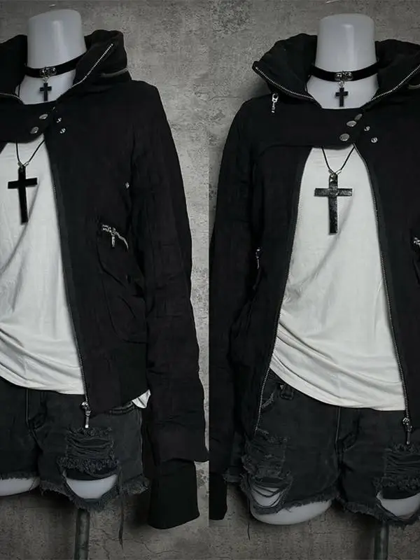 Original Design Slim Fit Bla Jaet Women's Faionable Barn Sle Outerwear Spring 2025 Cotton Blend Zipper Closure