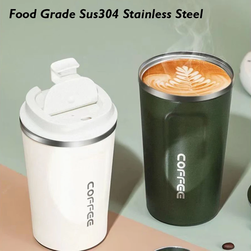 380ml/510ml 304 Stainless Steel Vacuum Insulated Coffee Mug Insulated Cup Outdoor Thermos Cup Sealed Trailing Mug