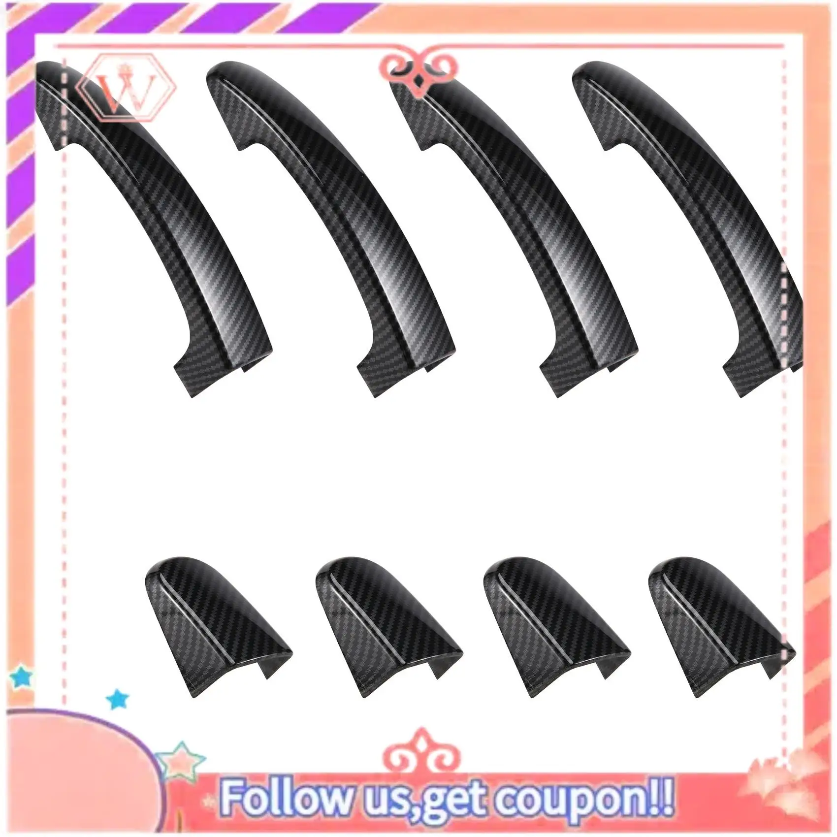 

Durable 5Pcs Car Door Handle Cover Trim For Ford Transit Custom Tourneo 2014- 2020 Carbon Fiber Door Handle Sticker Decoration