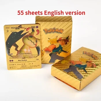 포켓몬 배틀 컬렉션 다채로운 금박 카드, 리자몽 피카츄 아르세우스 실버 레인보우 영어 독일어 VSTAR VMAX 카드, 55 개 Best5 포켓몬 배틀 컬렉션 다채로운 금박 카드, 리자몽 피카츄 아르세우스 실버 레인보우 영어 독일어 VSTAR VMAX 카드, 55 개 Best5