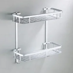 Bathroom Shelf Organizer 30CM Shower Storage Rack Gray Wall Mounted Space Aluminum Toilet Shampoo Holder Shelves Accessories