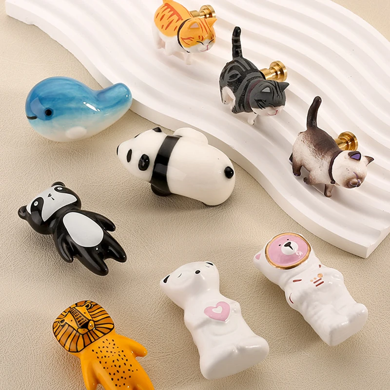 Animal Shape Kitchen Cabinet Knobs for Kids Room Cartoon Cat Furniture Handles Drawer Handle Colorful Cabinet Handle Hardware