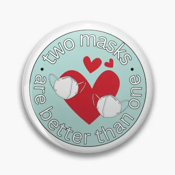 

Two Masks Are Better Than One Communit Soft Button Pin Badge Collar Creative Clothes Gift Jewelry Hat Cute Funny Lapel Pin