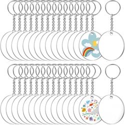90Pcs Acrylic Keychain Blanks Kit with Key Rings Jump Rings Round Keyring Set DIY Key Rings Craft Supplies