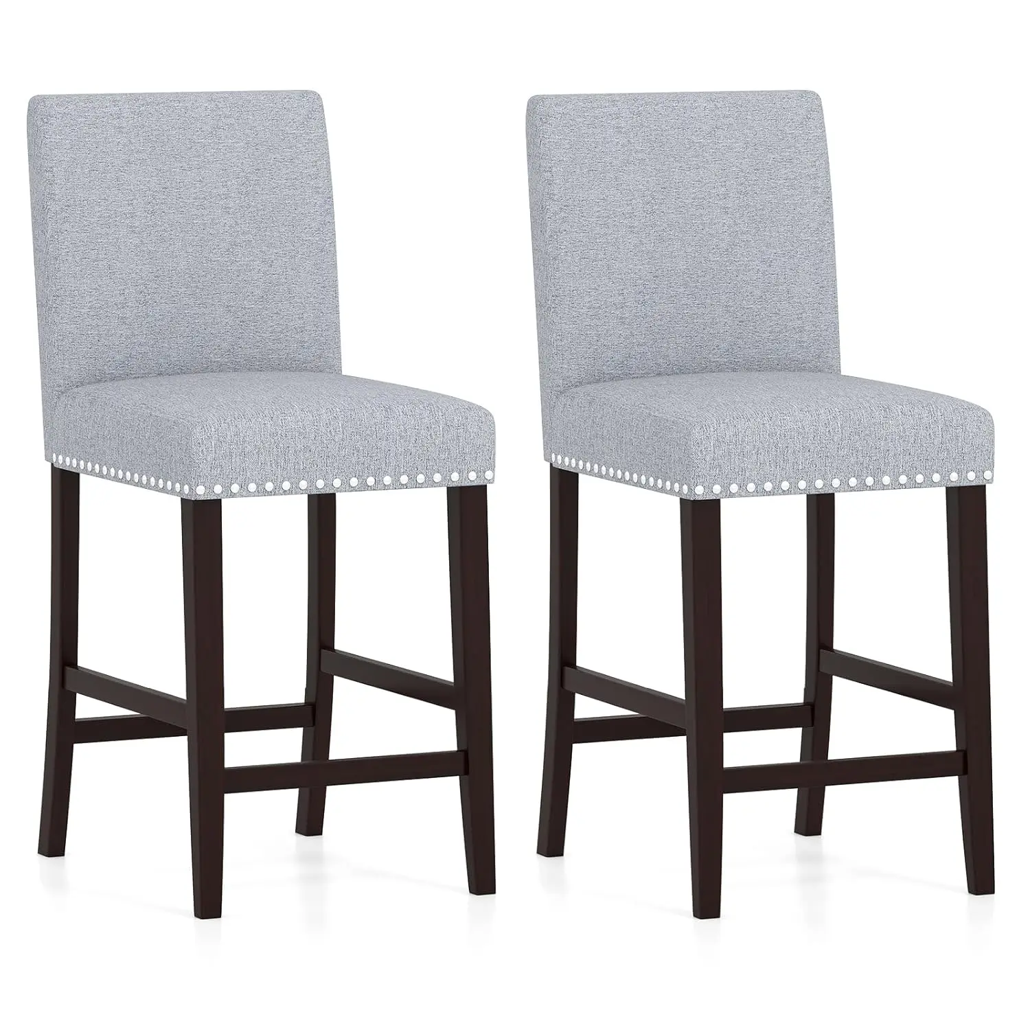 

Modern Bar Stools Set of 2, 26" Upholstered Counter Height Bar Stools w/Tilt Backrest, Rubber Wood Frame, Comfy, Customized