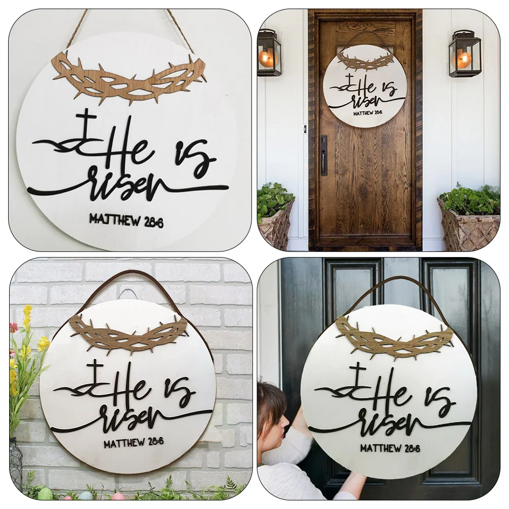 

Easter Pendant Wooden Decorative Hanging Ornament Rustic Door Decor Home Festival Party Hanging Charm Easter Door Pendant Wood