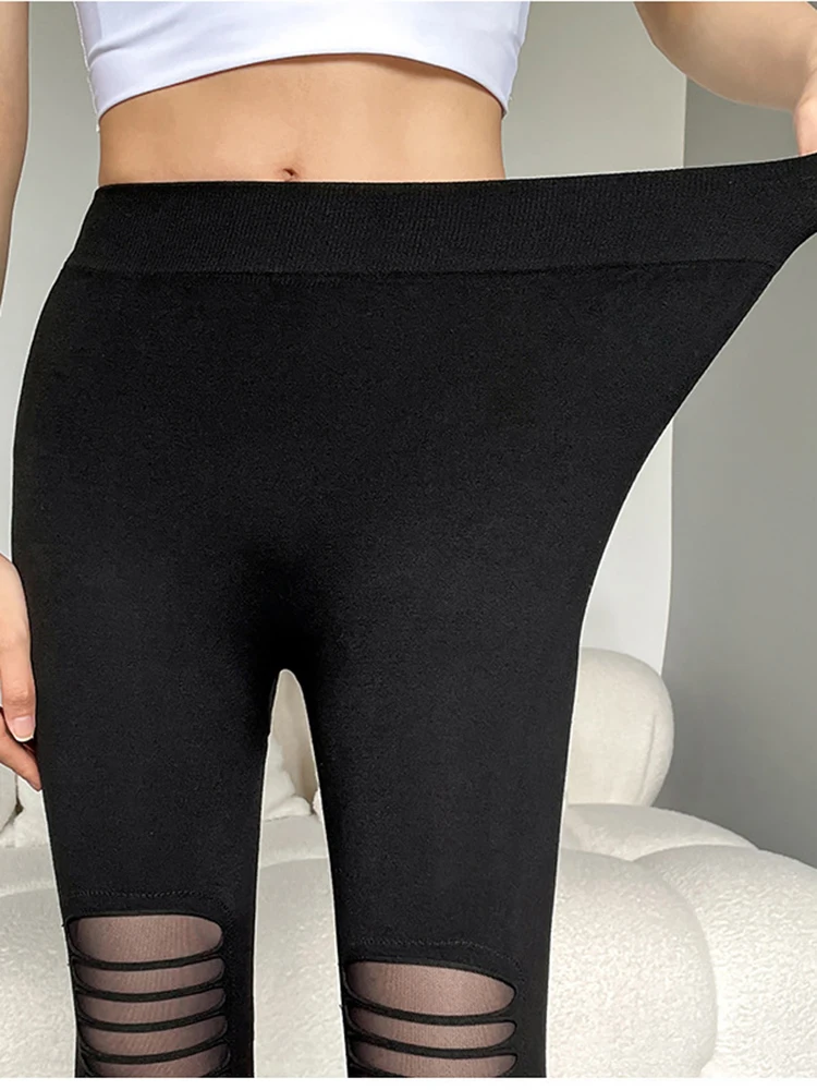 Mallas sexis de malla Capris negros a media pantorrilla amor mallas elásticas para Fitness Jeggings de encaje con lazo Capris deportivos para gimnasio