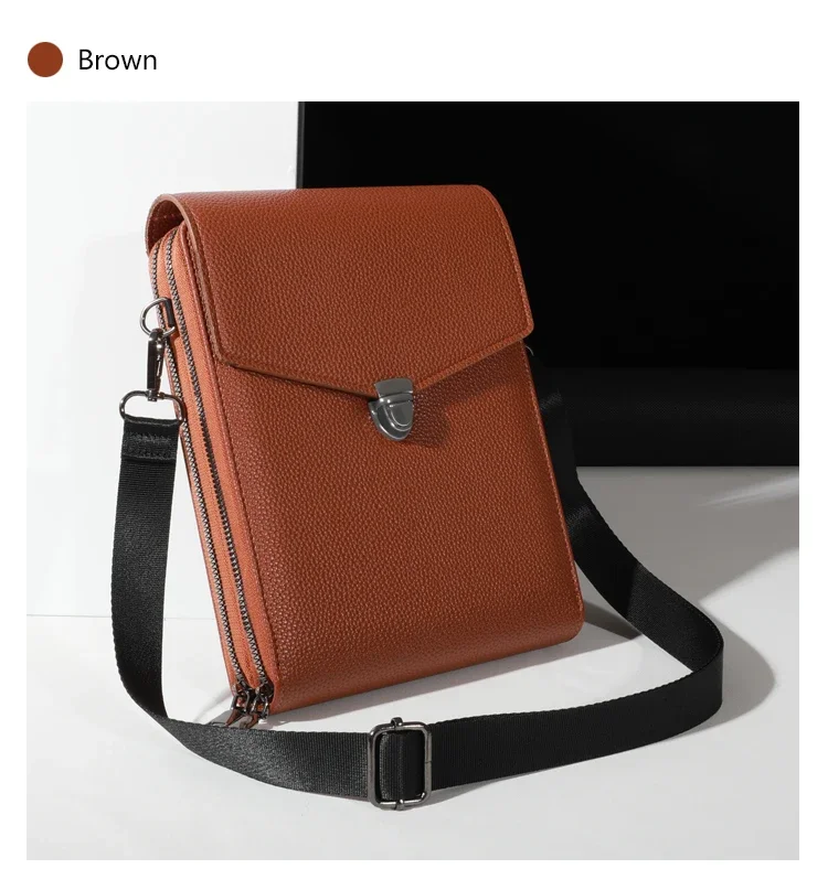 Doppellagige Umhängetasche, neutrale Business-Geldtasche, Umhängetasche aus PU-Leder – Detail 15