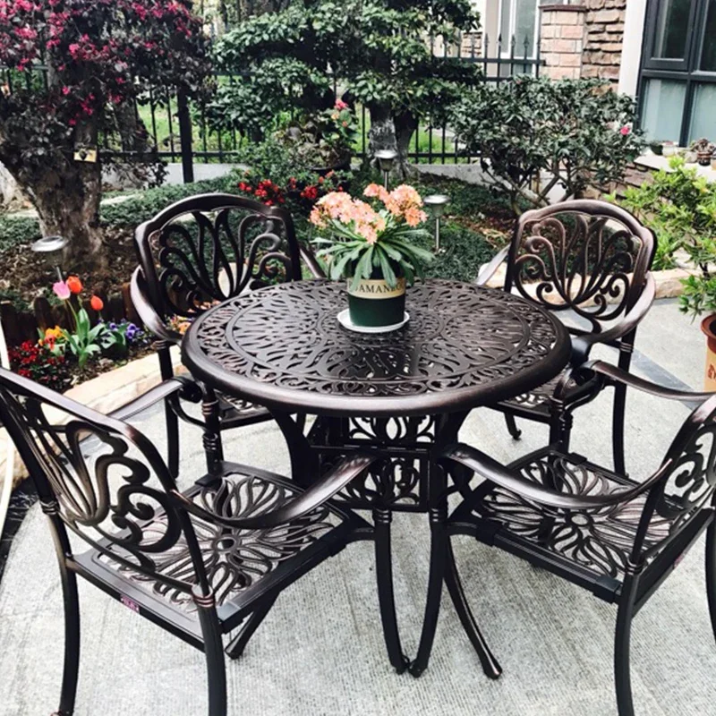 

Outdoor tables and chairs cast aluminum courtyard open-air villa outdoor garden wrought iron table terrace yard balcony leisure