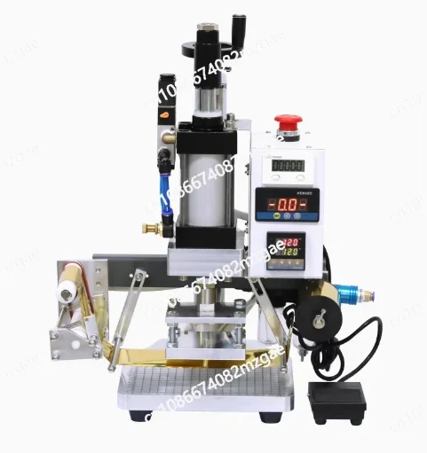 Small desktop pneumatic hot stamping machine, automatic paper rolling, hot pressing, leather, LOGO printing and stamping machine