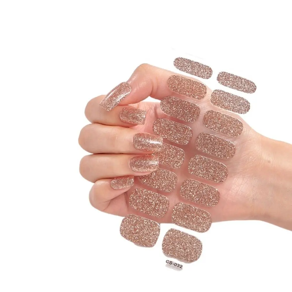 8 feuilles bandes imperméables Gel ongles autocollants paillettes scintillantes Gel complet enveloppes d'ongles simples Nail Art autocollants bricolage NAil Art faisant