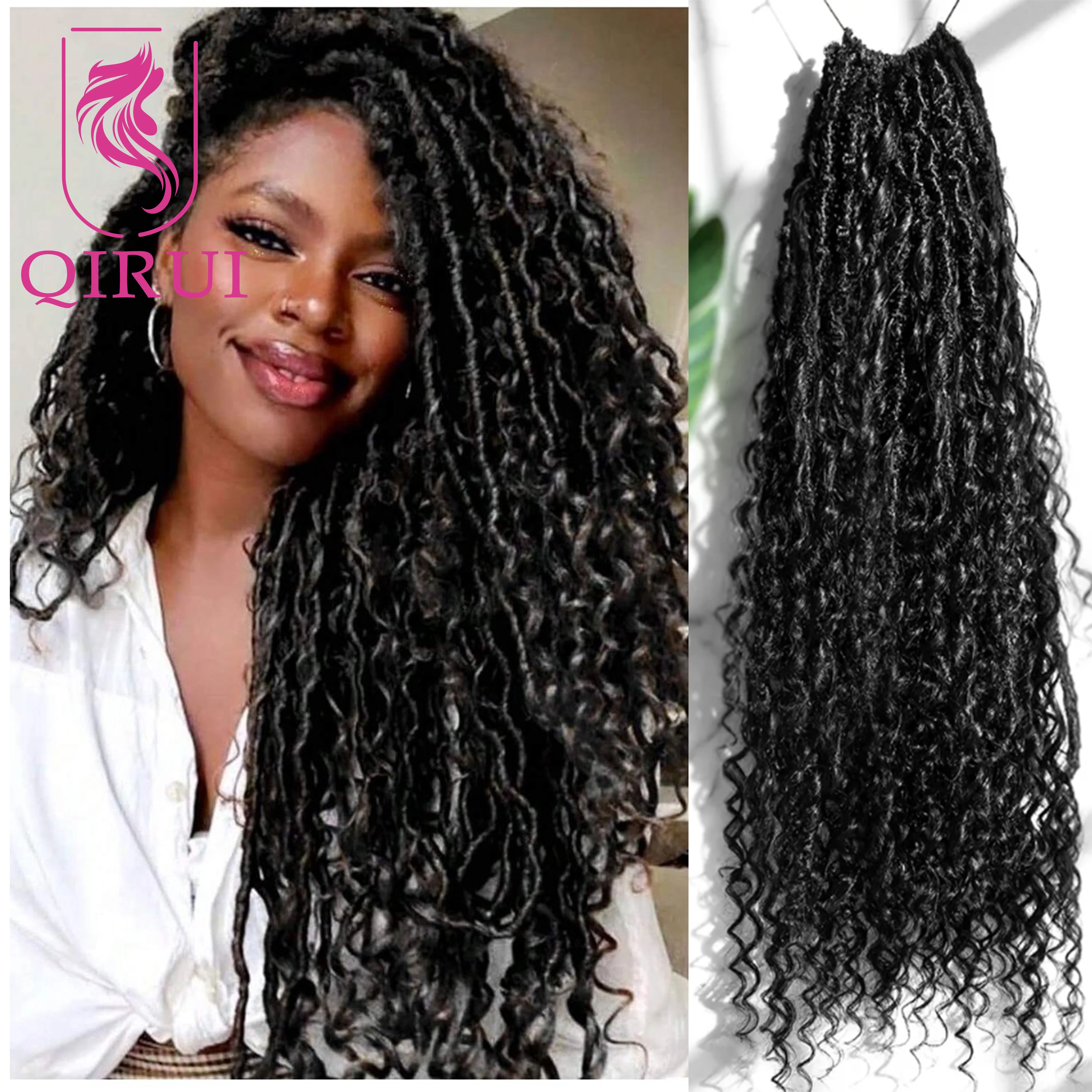 شعر الإنسان بوهو Locs الكروشيه الشعر قبل يحلق الكروشيه بوهو المجدل الشعر البشري مجعد ينتهي تجديل وصلات شعر للنساء #1