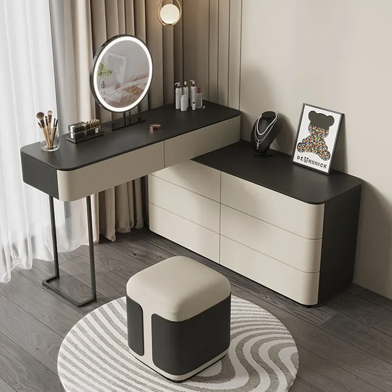 Chair Drawers Dressing Table Storage Desings Luxury Wood Dressing Table Makeup Mirror Tocador Maquillaje Bedroom Furniture